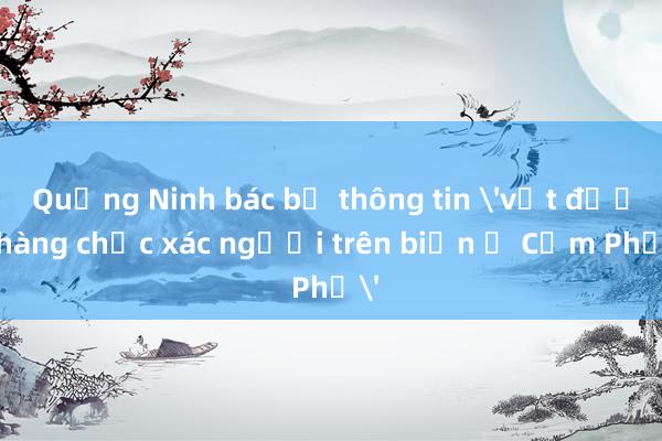 Quảng Ninh bác bỏ thông tin 'vớt được hàng chục xác người trên biển ở Cẩm Phả'