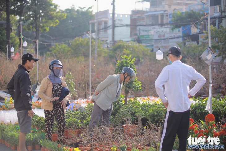 Tiểu thương chợ hoa xuân lo lắng vì hoa bán chậm， giá rẻ - Ảnh 2.